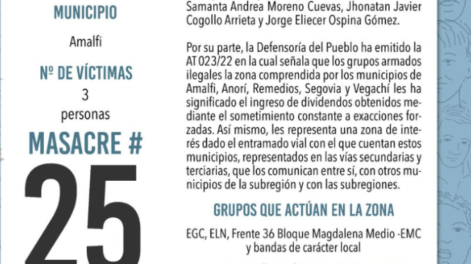 Siguen las matanzas de inocentes en Colombia