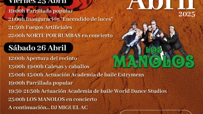 Del 25 al 27 de abril Feria de Abril en Laredo con Los Manolos en concierto